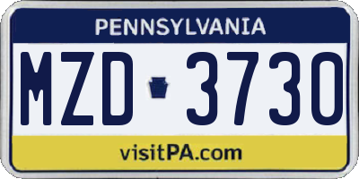 PA license plate MZD3730