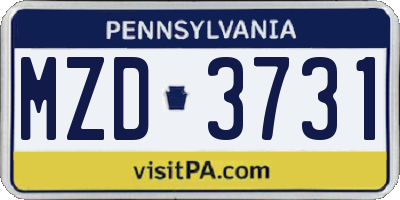 PA license plate MZD3731