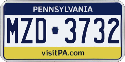 PA license plate MZD3732