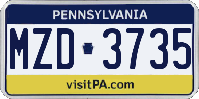 PA license plate MZD3735