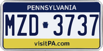 PA license plate MZD3737