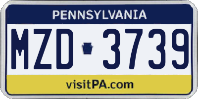 PA license plate MZD3739
