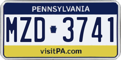 PA license plate MZD3741
