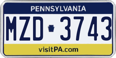 PA license plate MZD3743