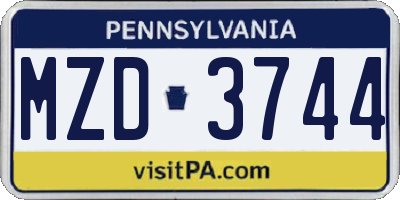 PA license plate MZD3744