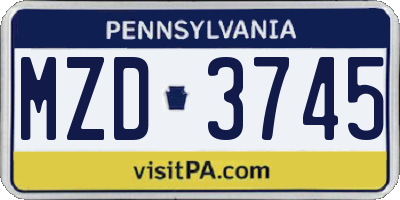 PA license plate MZD3745