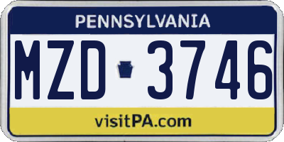 PA license plate MZD3746