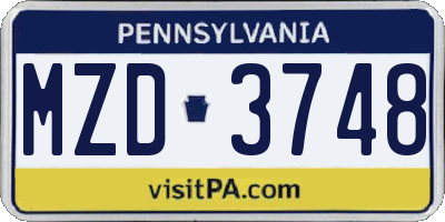 PA license plate MZD3748