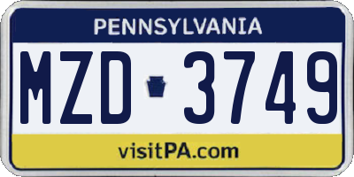 PA license plate MZD3749