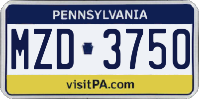 PA license plate MZD3750