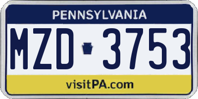 PA license plate MZD3753
