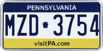 PA license plate MZD3754