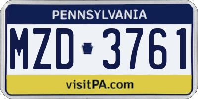 PA license plate MZD3761