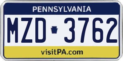 PA license plate MZD3762