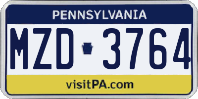 PA license plate MZD3764