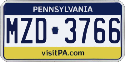 PA license plate MZD3766