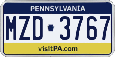 PA license plate MZD3767
