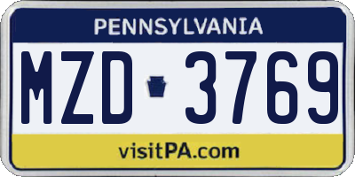 PA license plate MZD3769