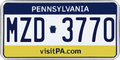 PA license plate MZD3770