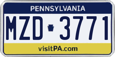 PA license plate MZD3771