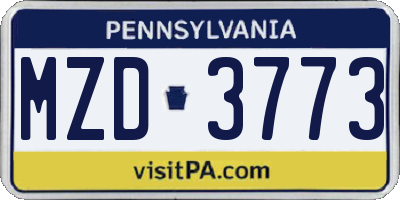 PA license plate MZD3773