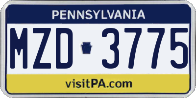 PA license plate MZD3775