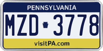 PA license plate MZD3778