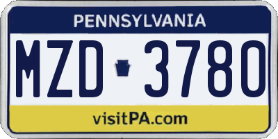 PA license plate MZD3780