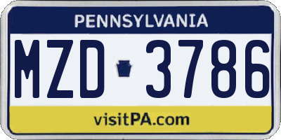 PA license plate MZD3786