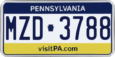 PA license plate MZD3788
