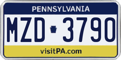 PA license plate MZD3790