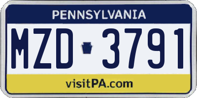 PA license plate MZD3791