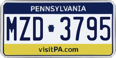 PA license plate MZD3795