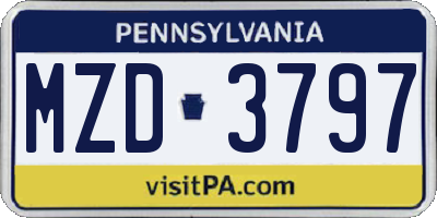 PA license plate MZD3797