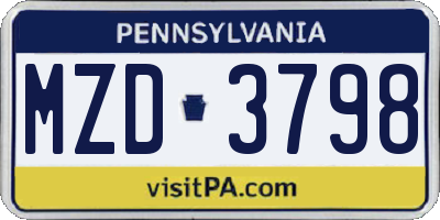 PA license plate MZD3798