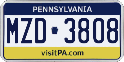 PA license plate MZD3808