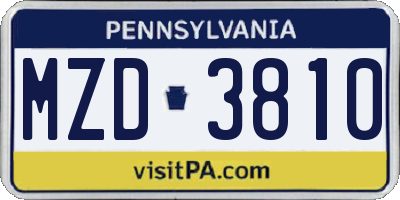 PA license plate MZD3810