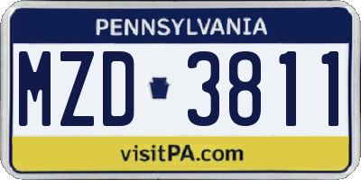 PA license plate MZD3811