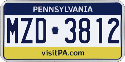 PA license plate MZD3812