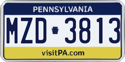 PA license plate MZD3813