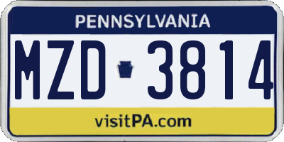 PA license plate MZD3814