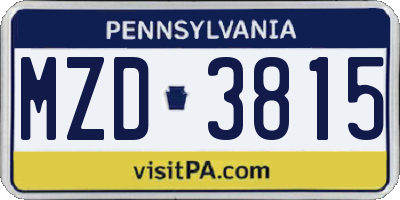 PA license plate MZD3815