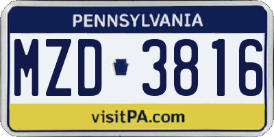 PA license plate MZD3816