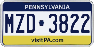 PA license plate MZD3822