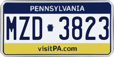 PA license plate MZD3823