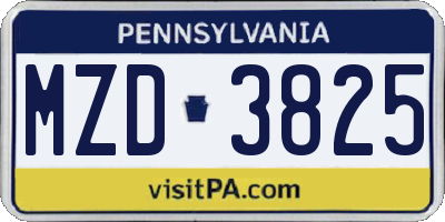 PA license plate MZD3825