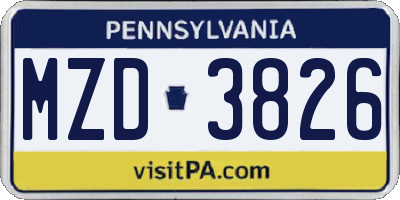 PA license plate MZD3826