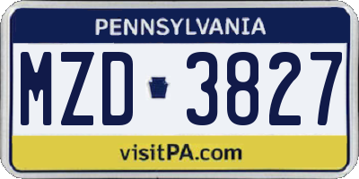 PA license plate MZD3827