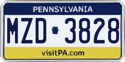 PA license plate MZD3828