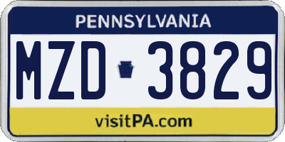 PA license plate MZD3829
